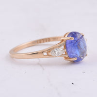 1.94 Ct Oval Cabochon Cut Natural Tanzanite 14K Gold Ring