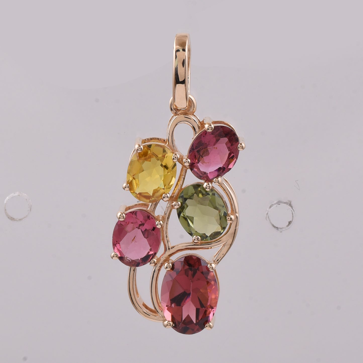 1.99 Ct Oval Natural Multi-Coloured Tourmaline 14K Gold Pendant