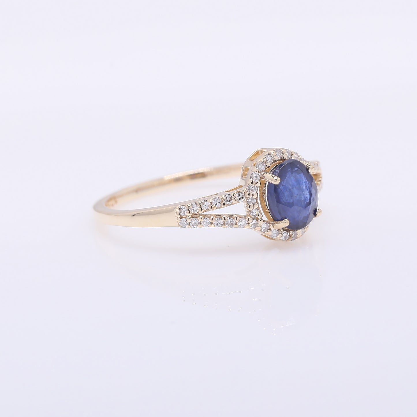 1.25 Ct Oval Mixed Cut Natural Sapphire 14K Gold Ring