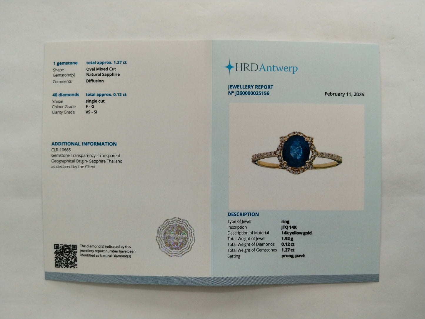 1.39 Ct Oval Mixed Cut Natural Sapphire 14K Gold Ring