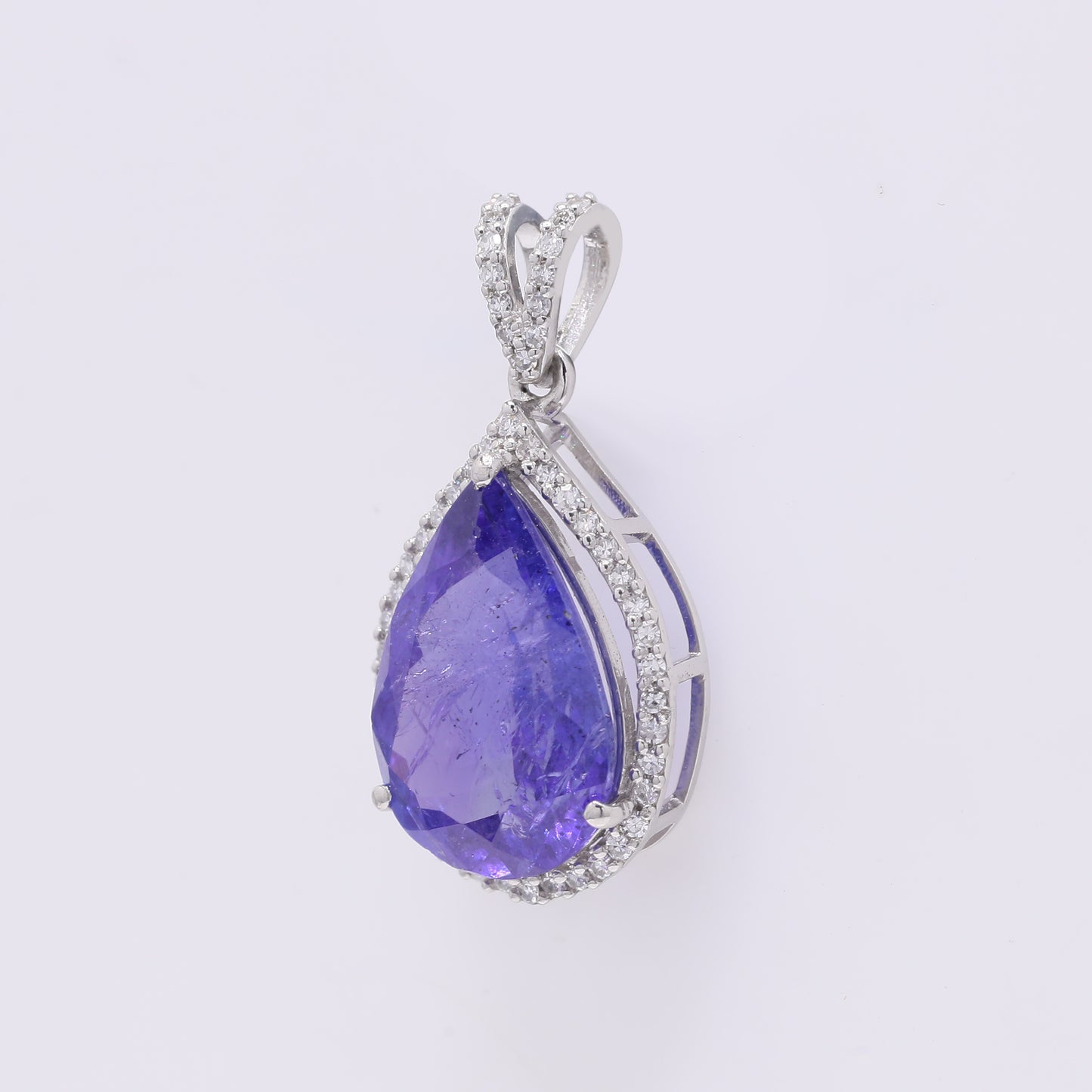 4.37 Ct Pear Mixed Cut Natural Tanzanite 950 Platinum Pendant