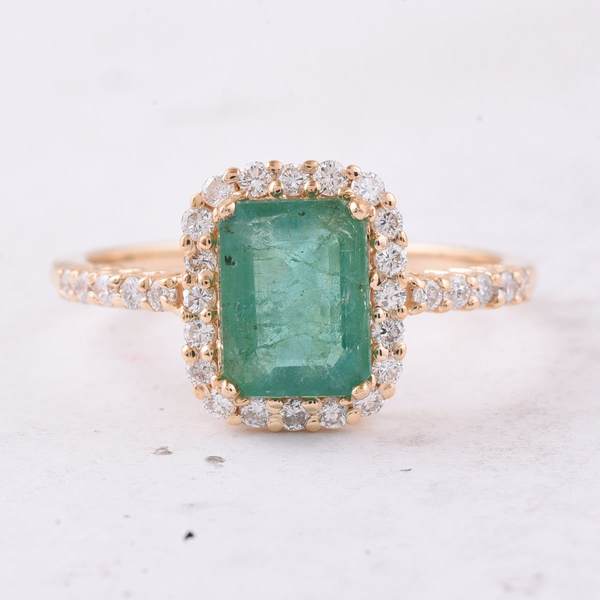 1.58 Ct Octagon Emerald 14K Gold Ring