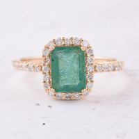 1.58 Ct Octagon Emerald 14K Gold Ring
