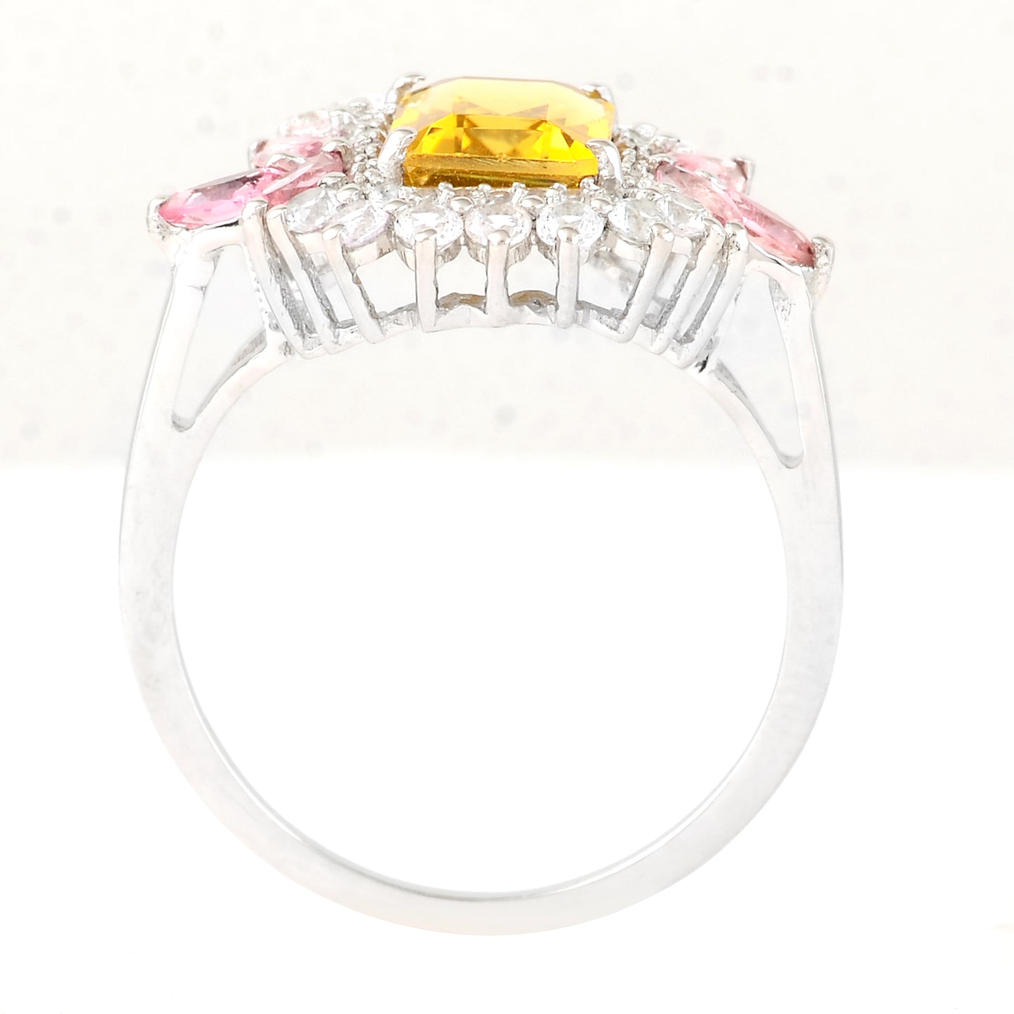 2.58 Ct Octagon Step Cut, Marquise Mixed Cut Natural Multi-Coloured Tourmaline 950 Platinum Ring