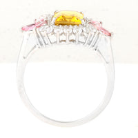 2.58 Ct Octagon Step Cut, Marquise Mixed Cut Natural Multi-Coloured Tourmaline 950 Platinum Ring