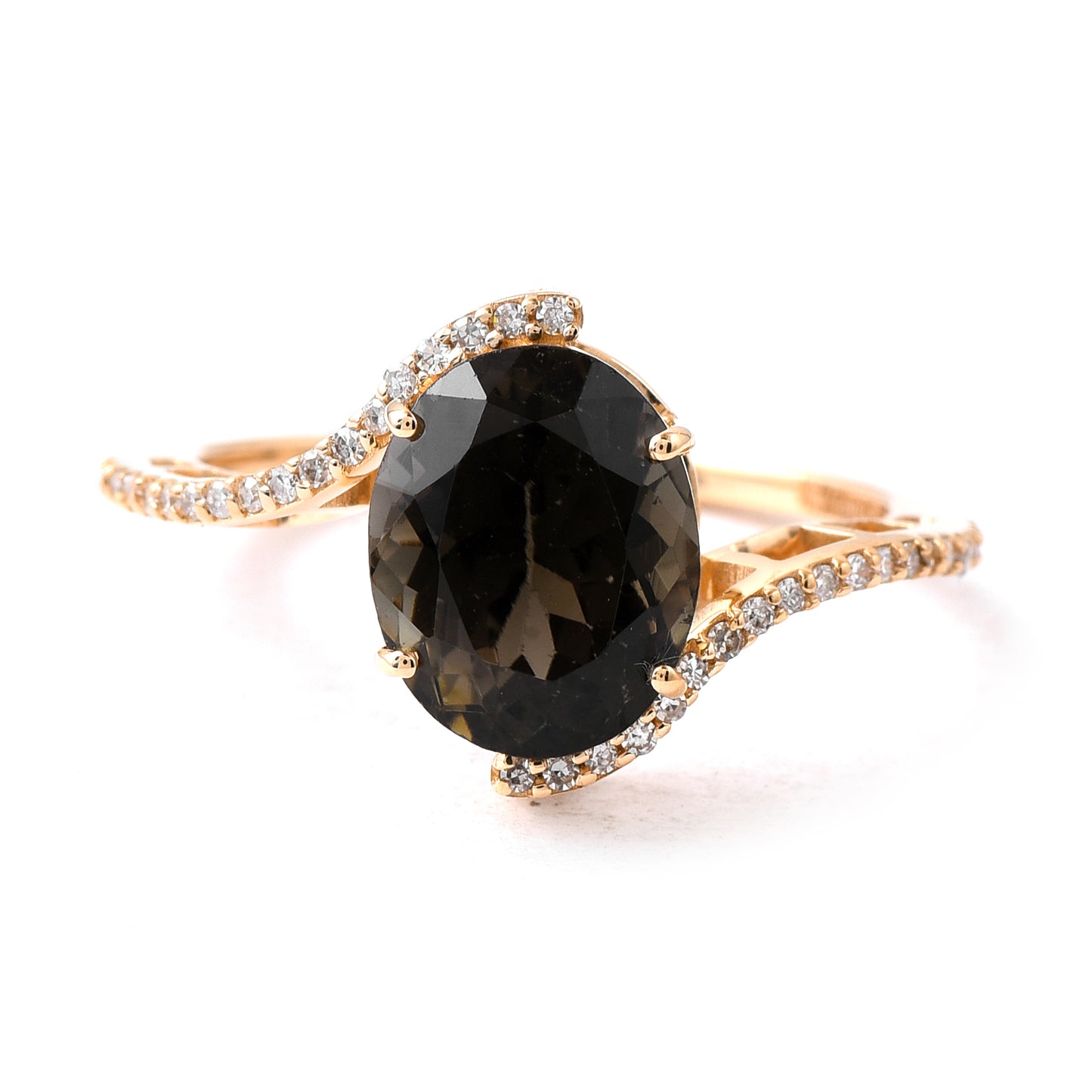 3.04 Ct Oval Mixed Cut Natural Tourmaline 14K Gold Ring