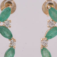 1.17 Ct Marquise Natural Emerald 14K Gold Earrings