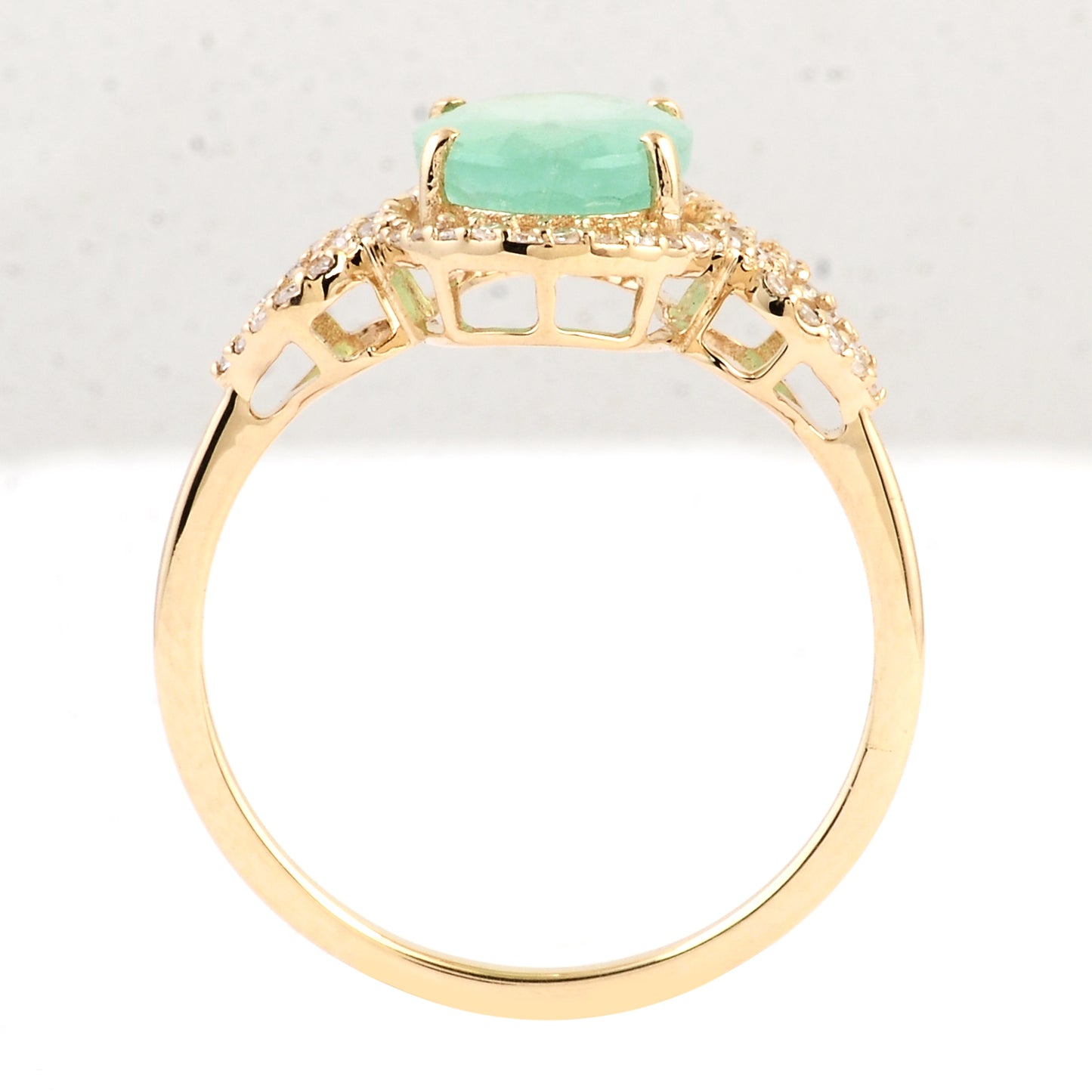 2.09 Ct Oval Mixed Cut Natural Beryl Emerald 14K Gold Ring