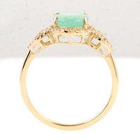 2.09 Ct Oval Mixed Cut Natural Beryl Emerald 14K Gold Ring