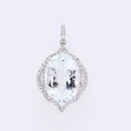 5.44 Ct Oval Mixed Cut Natural Aquamarine 950 Platinum Pendant