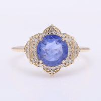 2.13 Ct Round Mixed Cut Natural Sapphire 14K Gold Ring