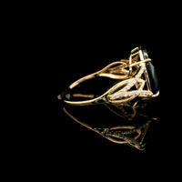 5.84 Ct Oval Mixed Cut Lab Grown Sapphire 14K Gold Ring