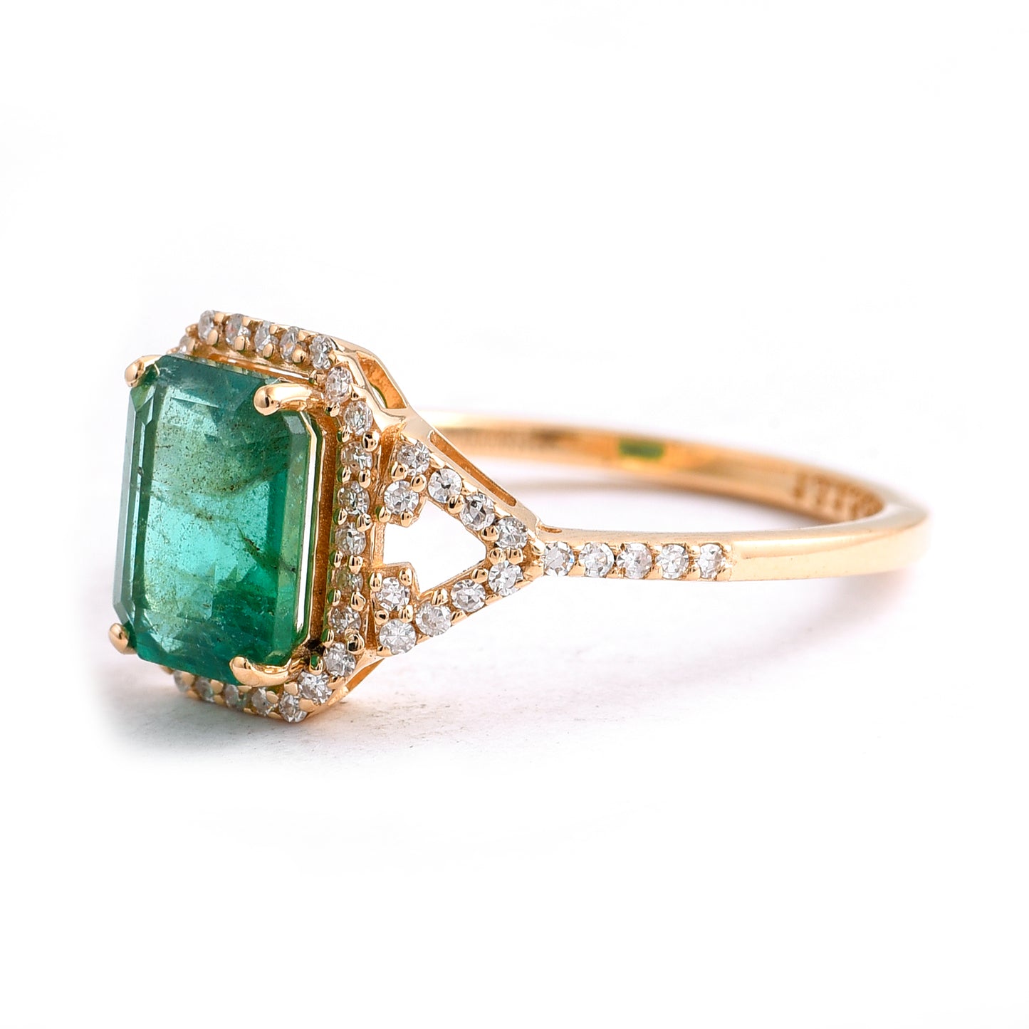 1.64 Ct Octagon Step Cut Natural Emerald 14K Gold Ring