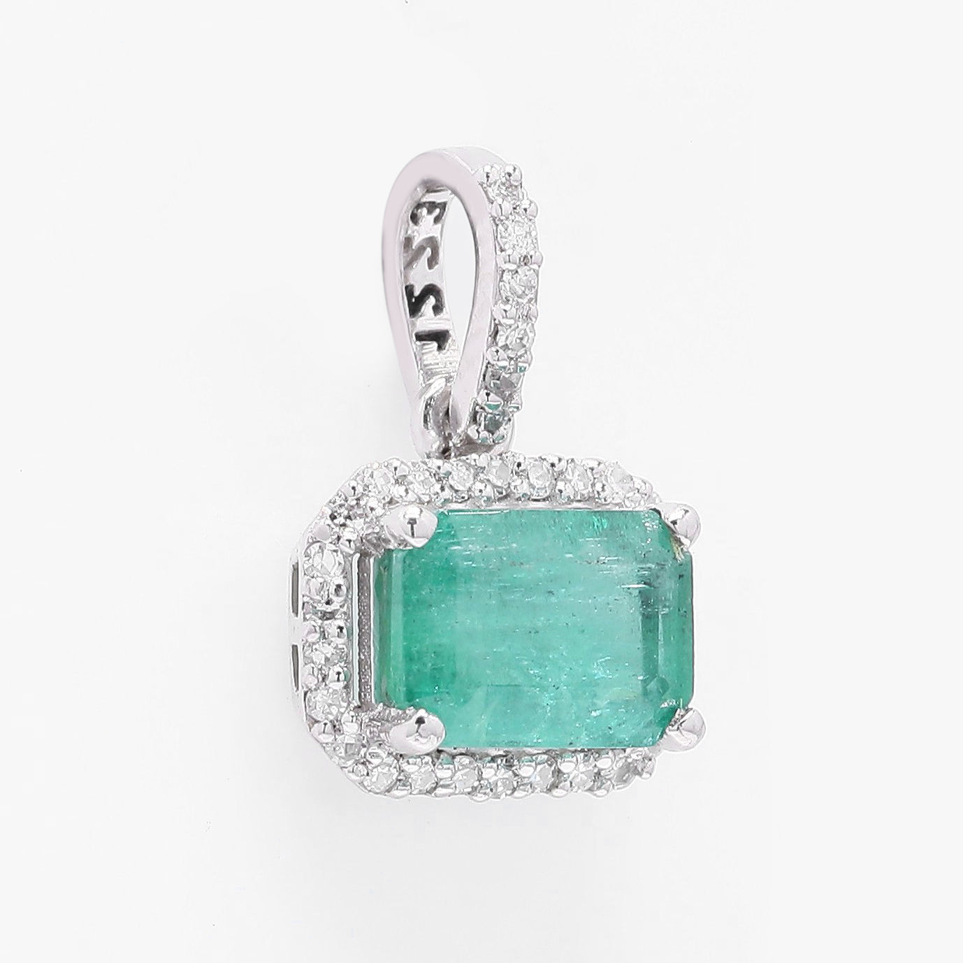 1.16 Ct Octagon Step Cut Natural Emerald 950 Platinum Pendant