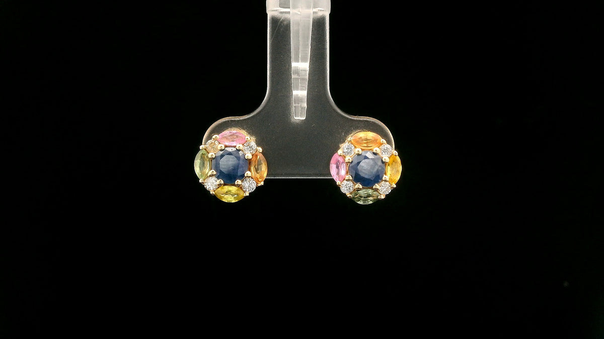 2.24 Ct Round Sapphire 14K Gold Earrings