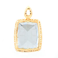 6.38 Ct Cushion Mixed Cut Natural Aquamarine 14K Gold Pendant
