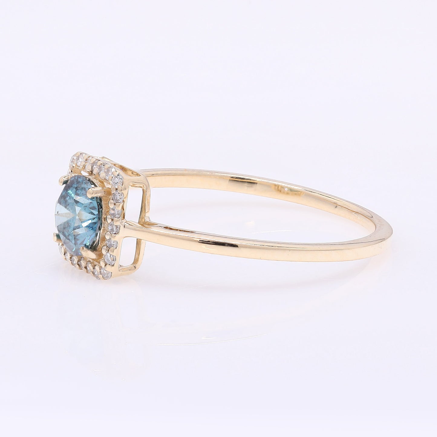 0.57 Ct Round Blue Diamond 14K Gold Ring