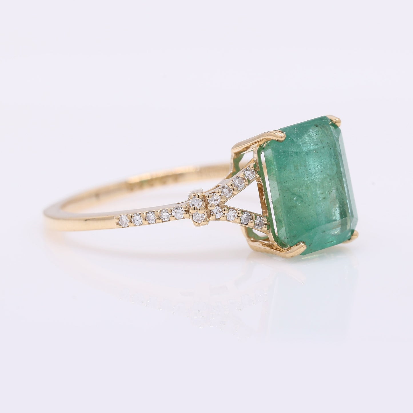 2.59 Ct Octagon Step Cut Natural Emerald 14K Gold Ring