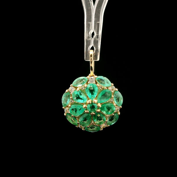 1.57 Ct Round Emerald 14K Gold Pendant