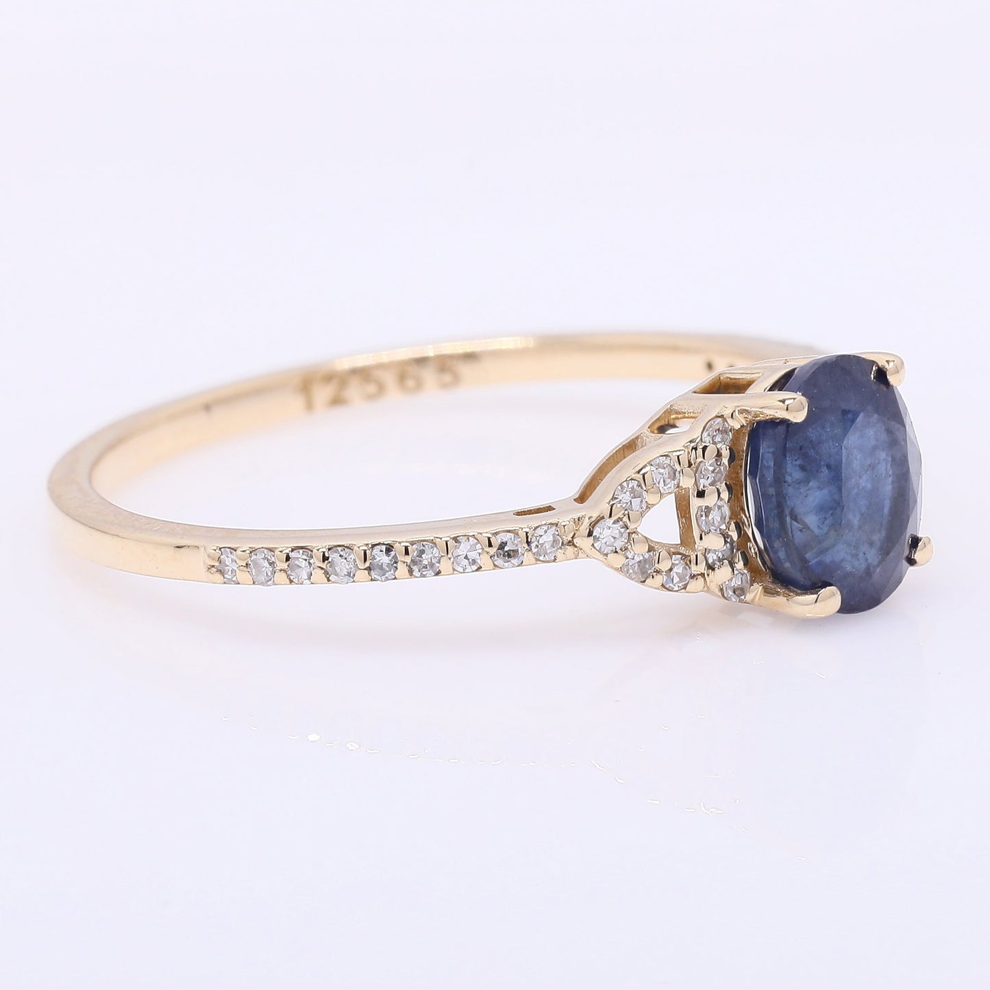 1.26 Ct Oval Mixed Cut Natural Sapphire 14K Gold Ring