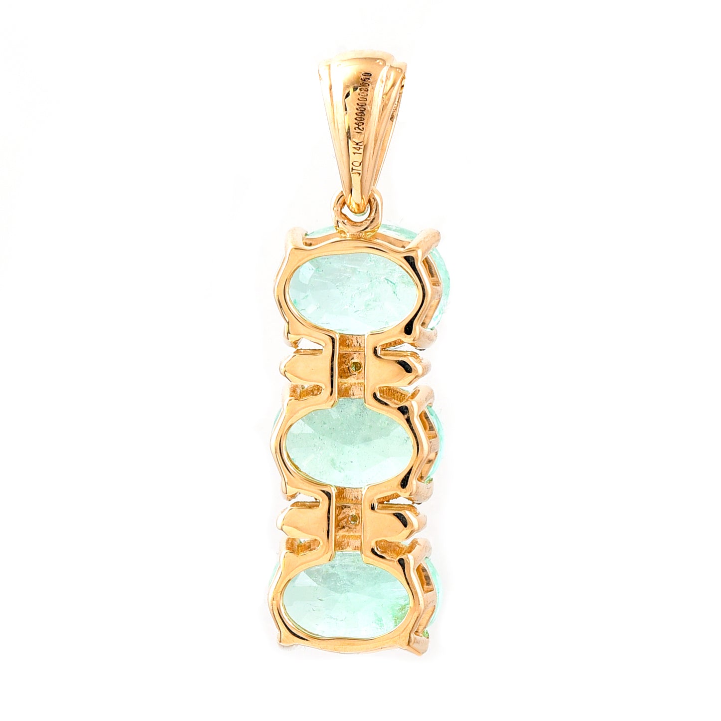 2.59 Ct Oval Mixed Cut Natural Emerald 14K Gold Pendant