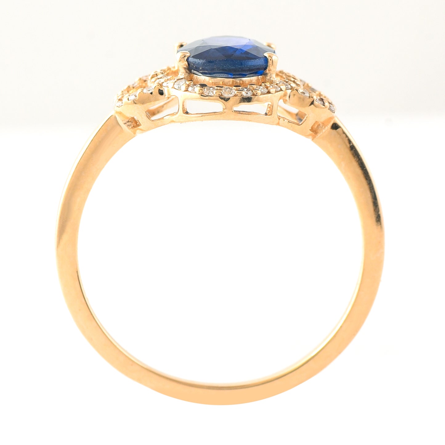 1.47 Ct Oval Mixed Cut Natural Sapphire 14K Gold Ring