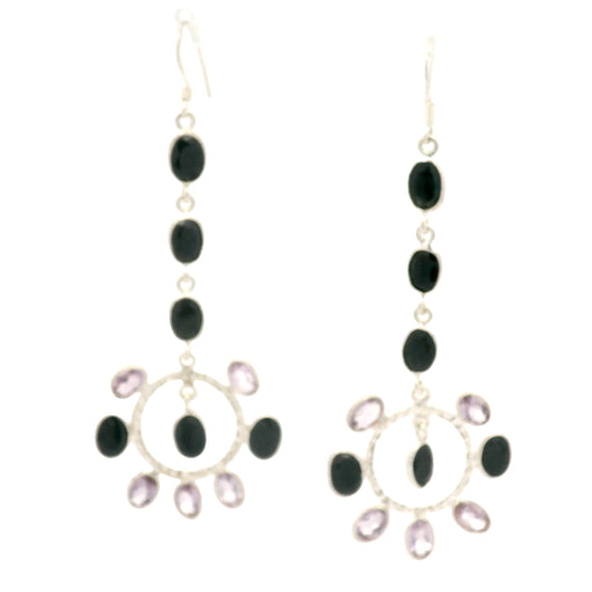 19.03 Ct Sapphire, Amethyst 925 Sterling Silver Earrings