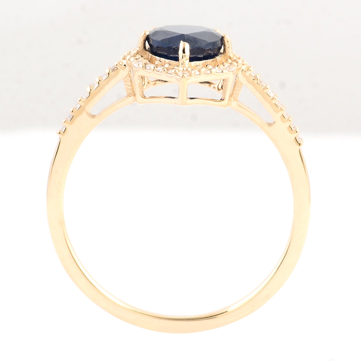 1.82 Ct Pear Mixed Cut Natural Corundum Sapphire 14K Gold Ring