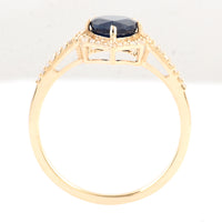 1.82 Ct Pear Mixed Cut Natural Corundum Sapphire 14K Gold Ring