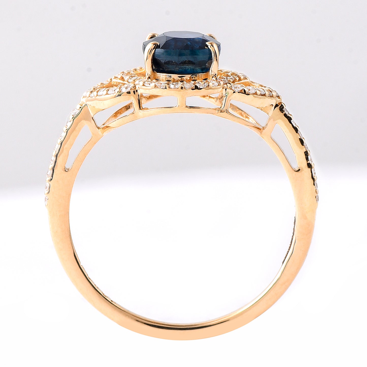 1.92 Ct Oval Mixed Cut Natural Sapphire 14K Gold Ring