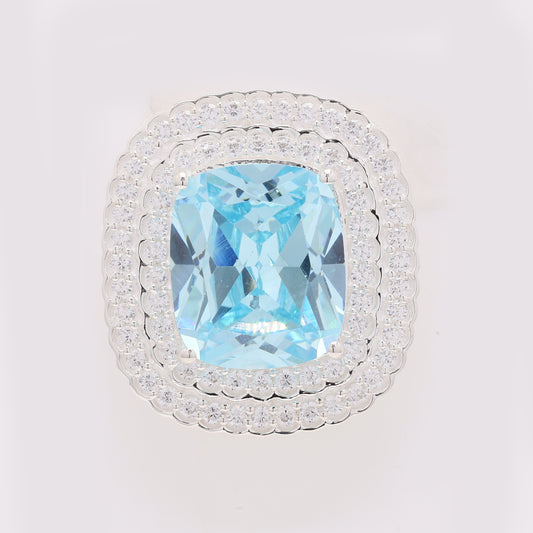 17.06 Ct Cushion Blue Topaz 925 Silver Pendant