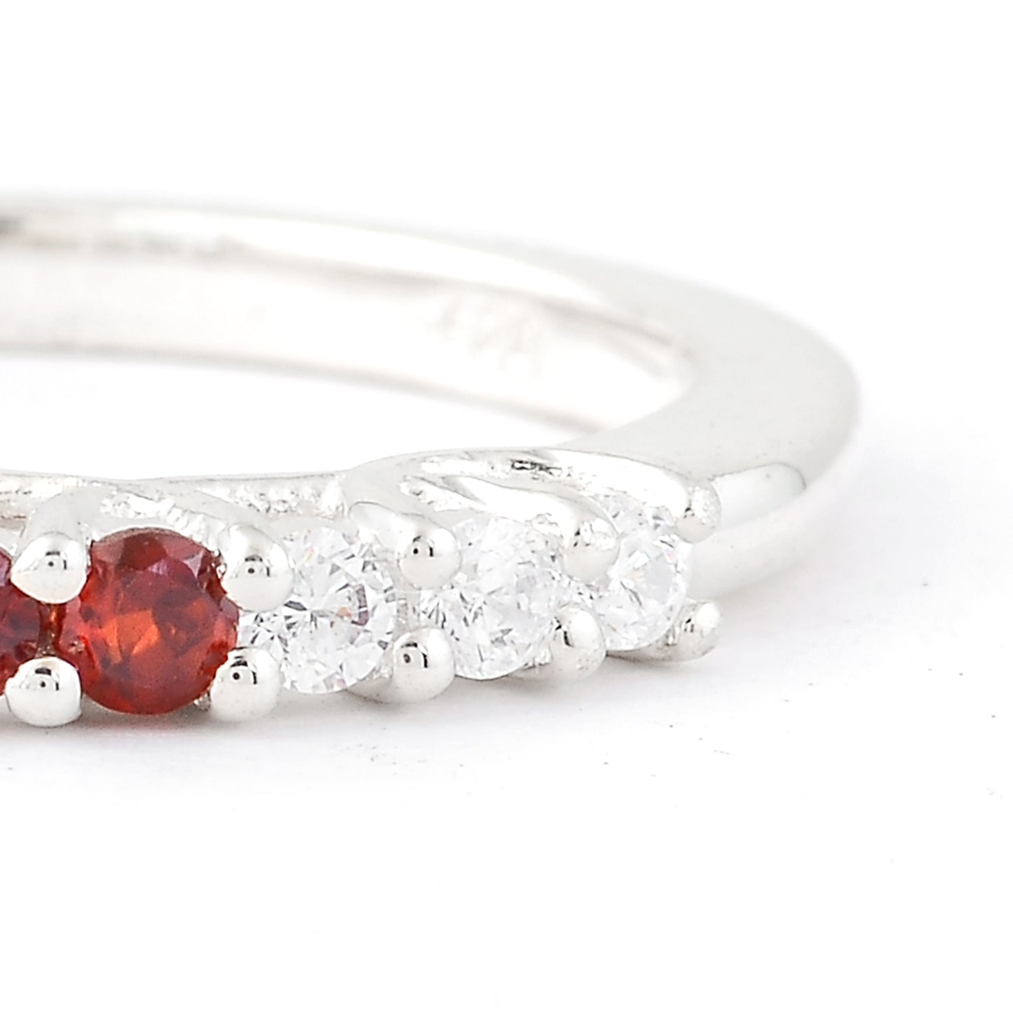 0.56 Ct Round Garnet, Cubic Zirconia 925 Sterling Silver Ring