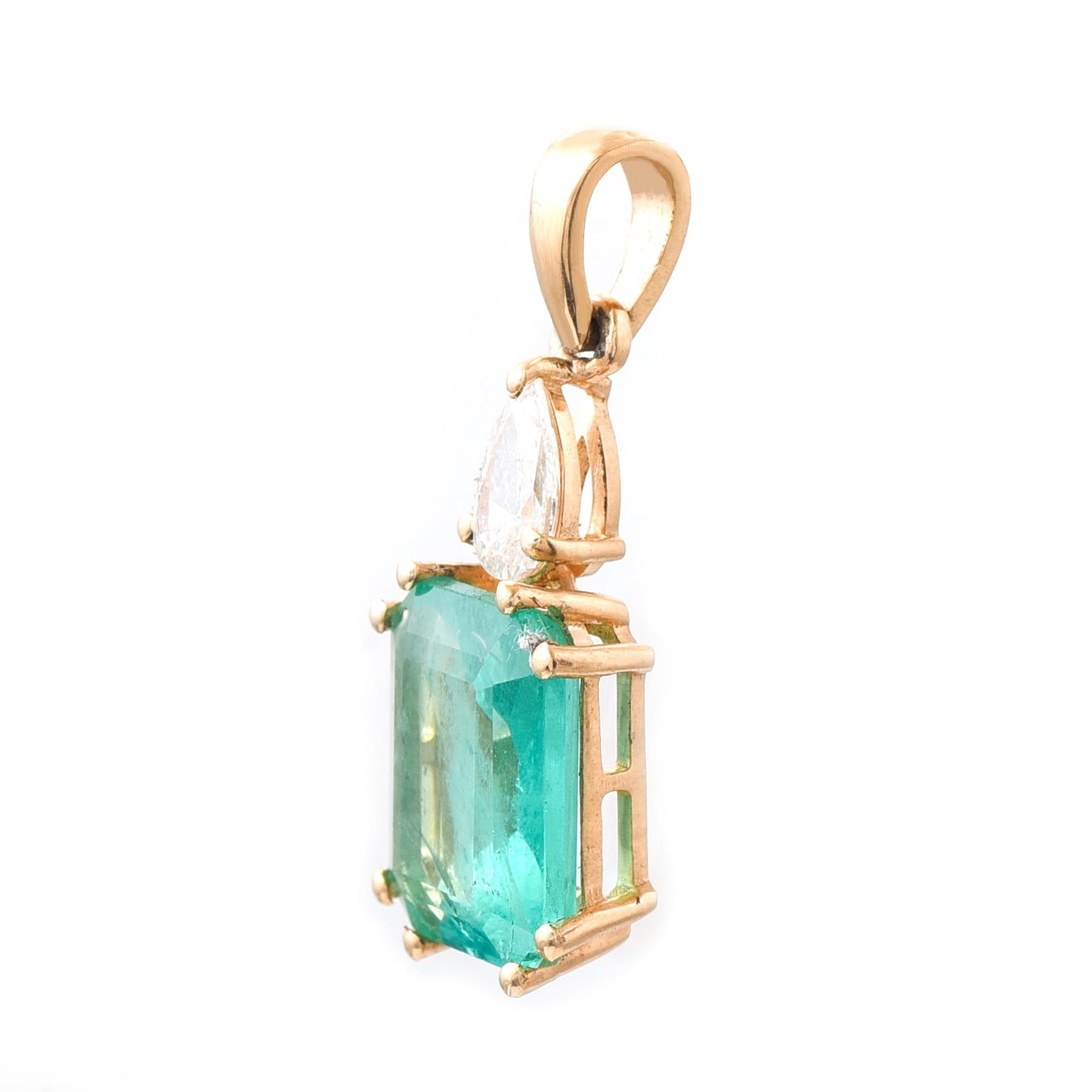 1.91 Ct Octagon Emerald 14K Gold Pendant