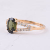 1.25 Ct Oval Natural Green Tourmaline 14K Gold Ring