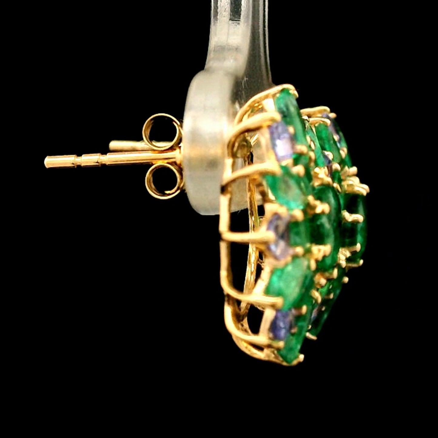 3.19 Ct Round Emerald 14K Gold Earrings
