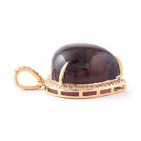 12.32 Ct Heart Cabochon Natural Rubellite 14K Gold Pendant