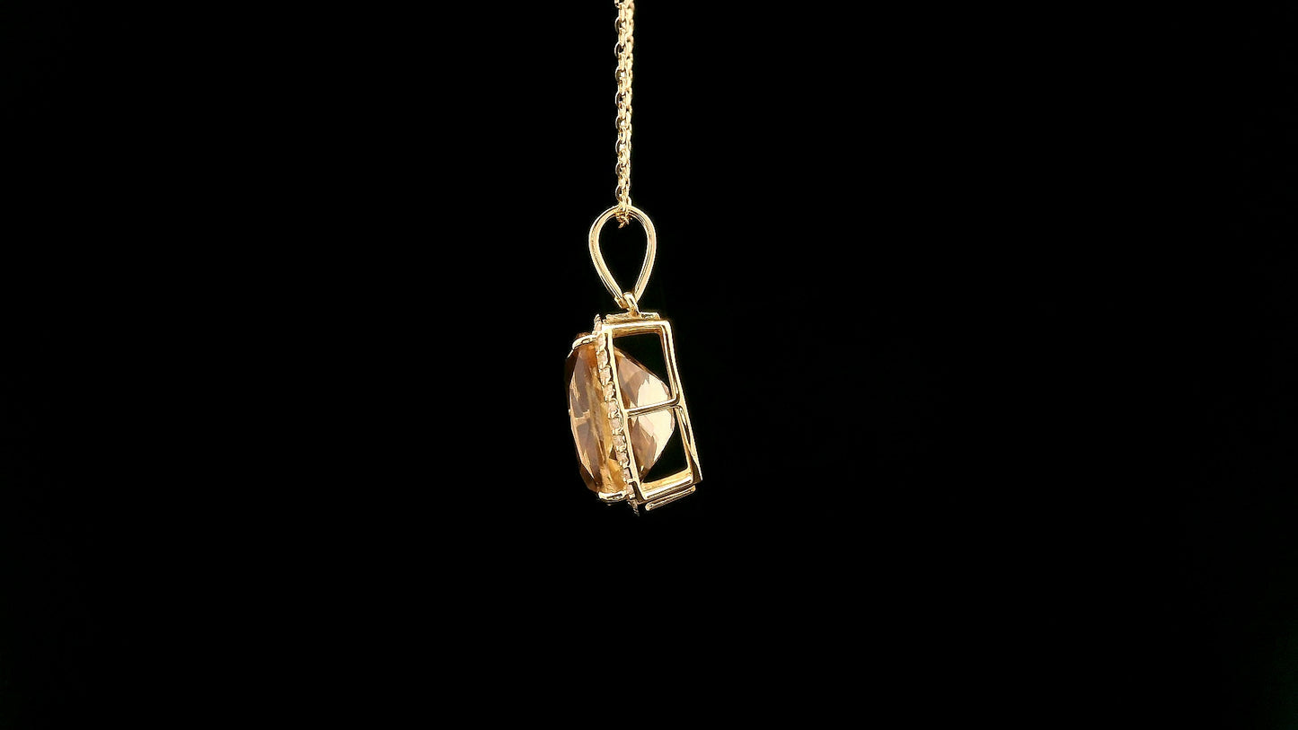 4.25 Ct Cushion Oregon Sunstone 14K Gold Pendant