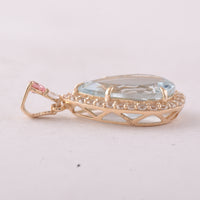 5.20 Ct Pear Aquamarine 9K Gold Pendant