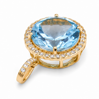4.33 Ct Round Blue Topaz 9K Gold Pendant