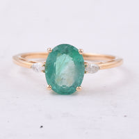 1.70 Ct Oval Natural Emerald 14K Gold Ring