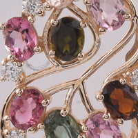 1.64 Ct Oval Natural Multi-Coloured Tourmaline 14K Gold Pendant