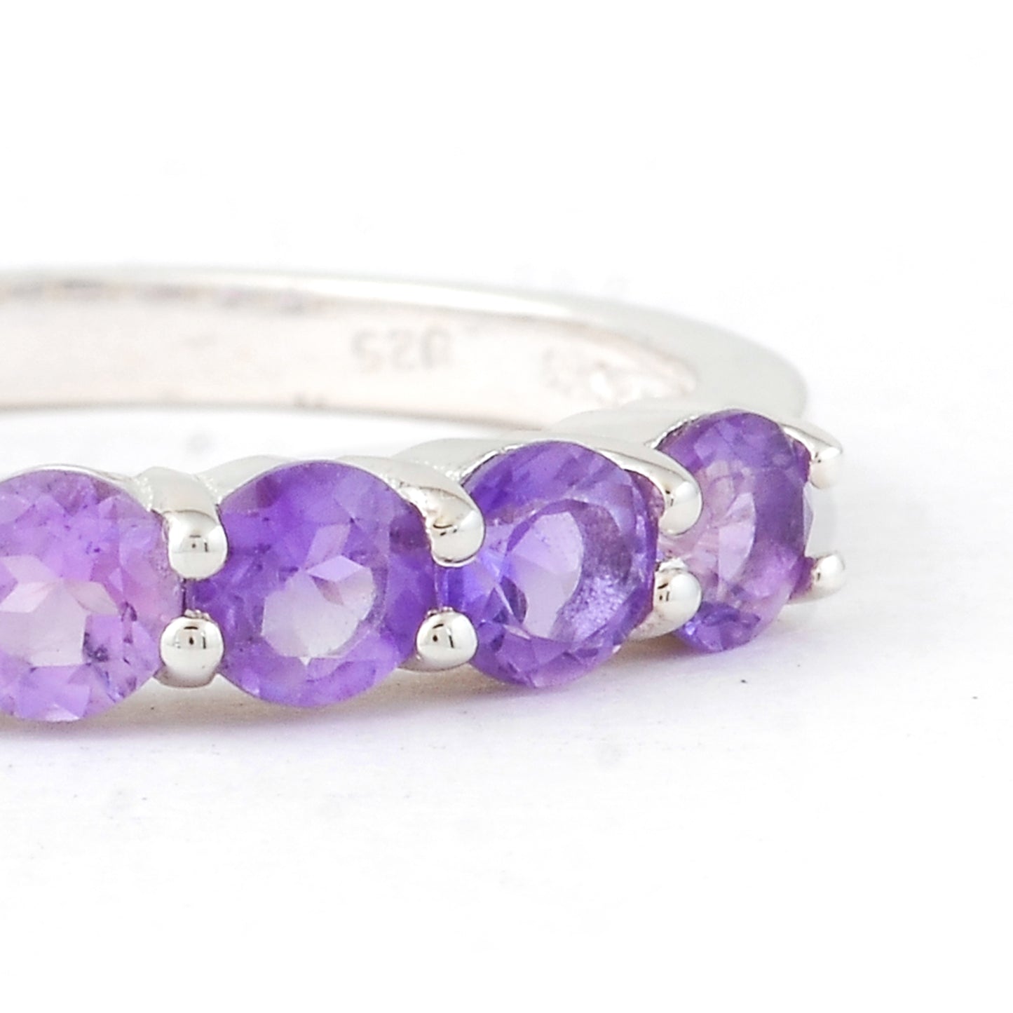 1.08 Ct Round Amethyst, 925 Sterling Silver Ring