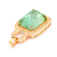 5.29 Ct Cushion Cabochon Cut Natural Tourmaline 14K Gold Pendant