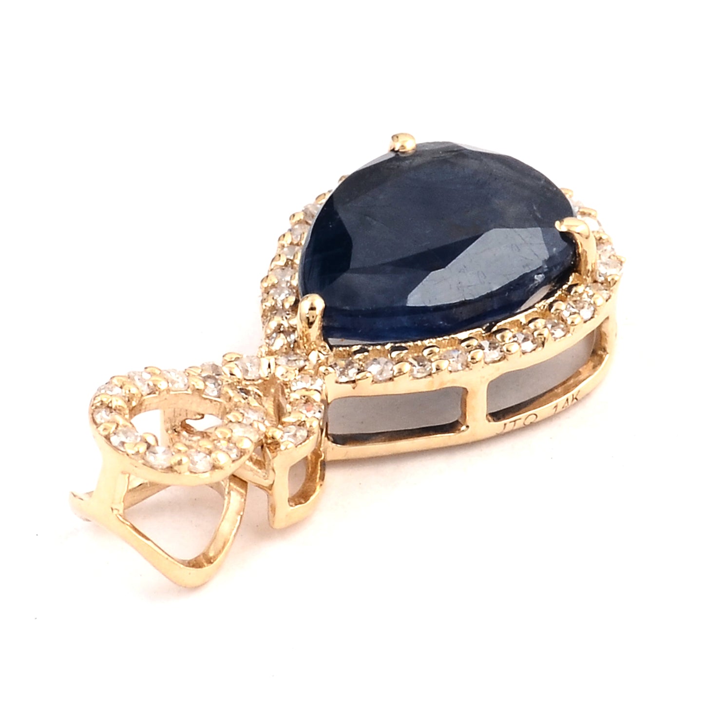 2.08 Ct Pear Mixed Cut Natural Corundum Sapphire 14K Gold Pendant