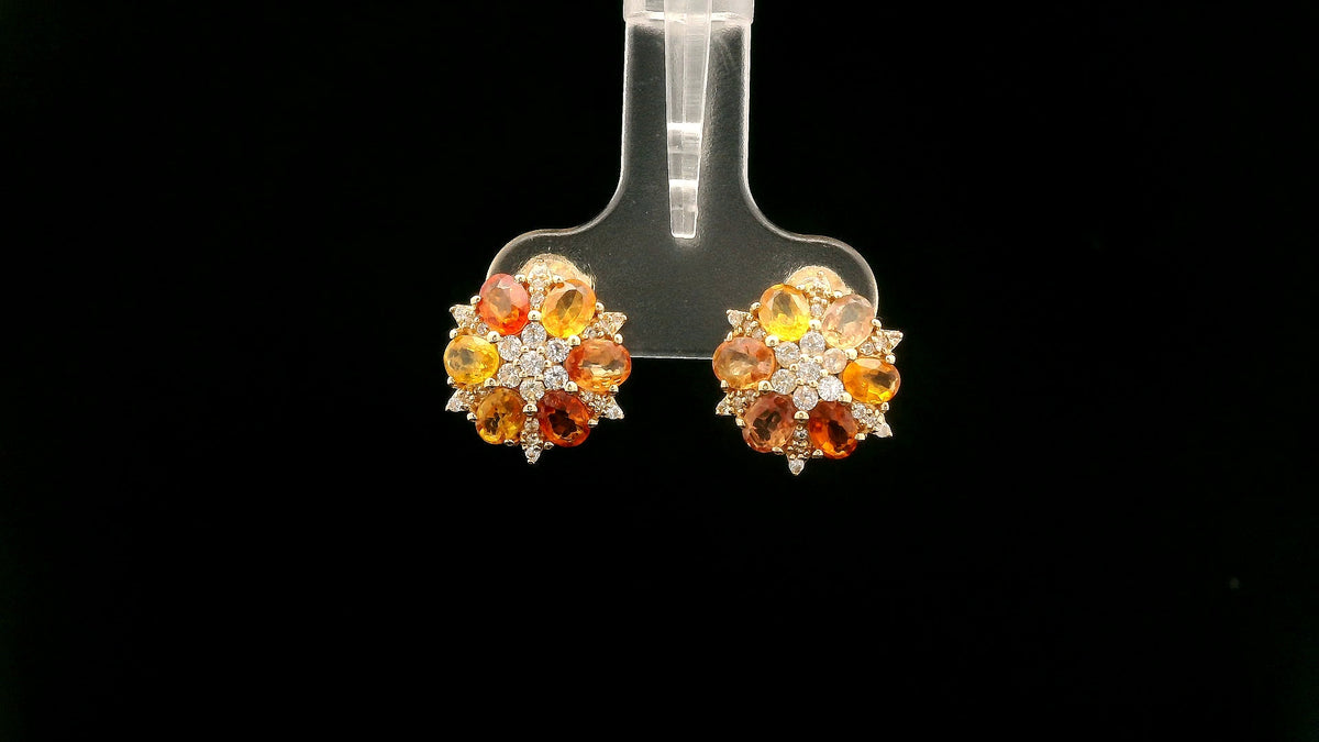 2.71 Ct Oval Multi Sapphire 14K Gold Earrings