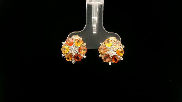 2.71 Ct Oval Multi Sapphire 14K Gold Earrings