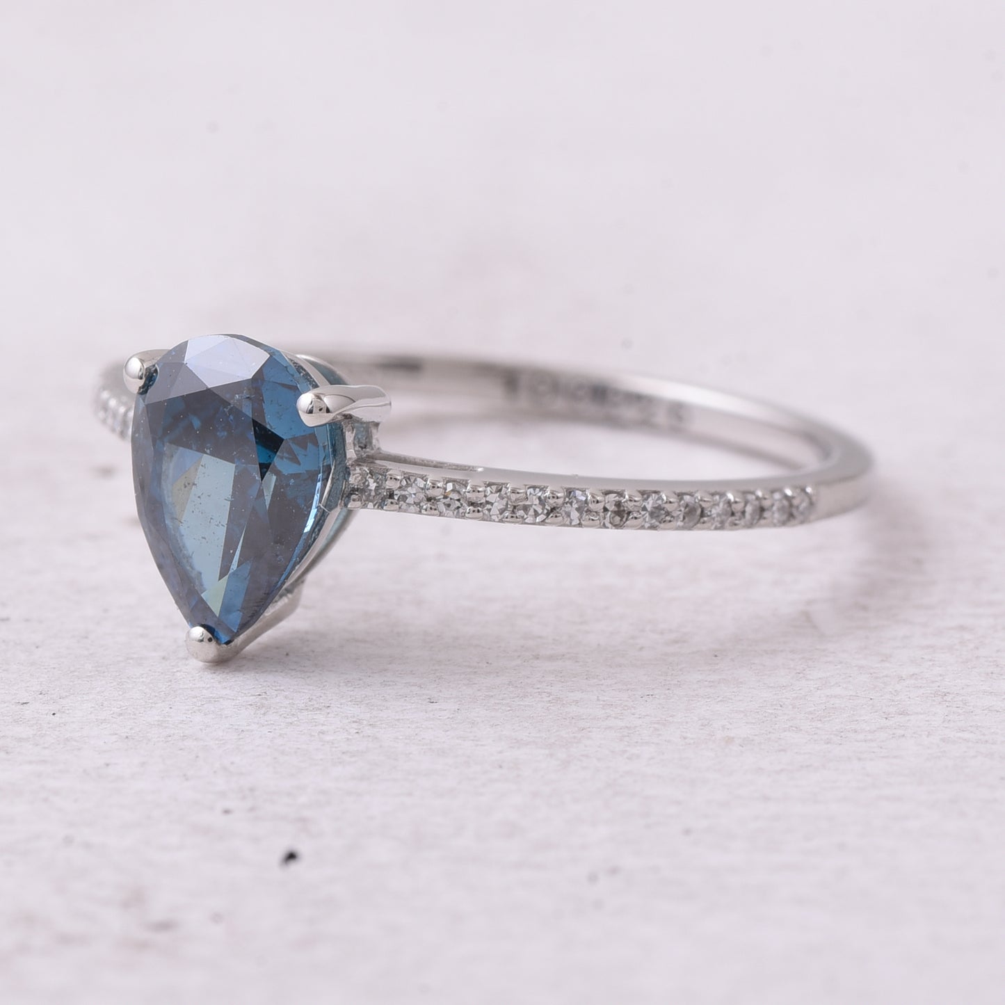 1.26 Ct Pear Blue Diamond 950 Platinum Ring