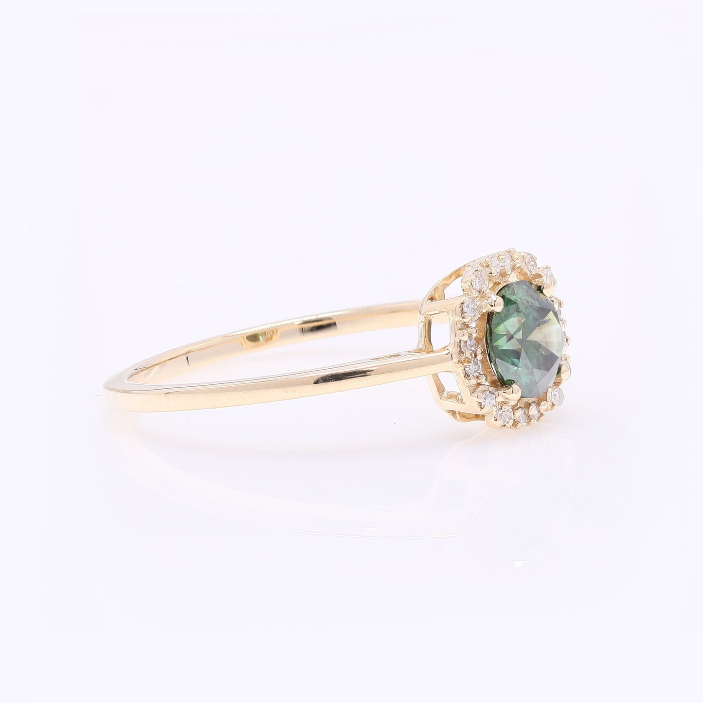 0.65 Ct Round Green Diamond 14K Gold Ring