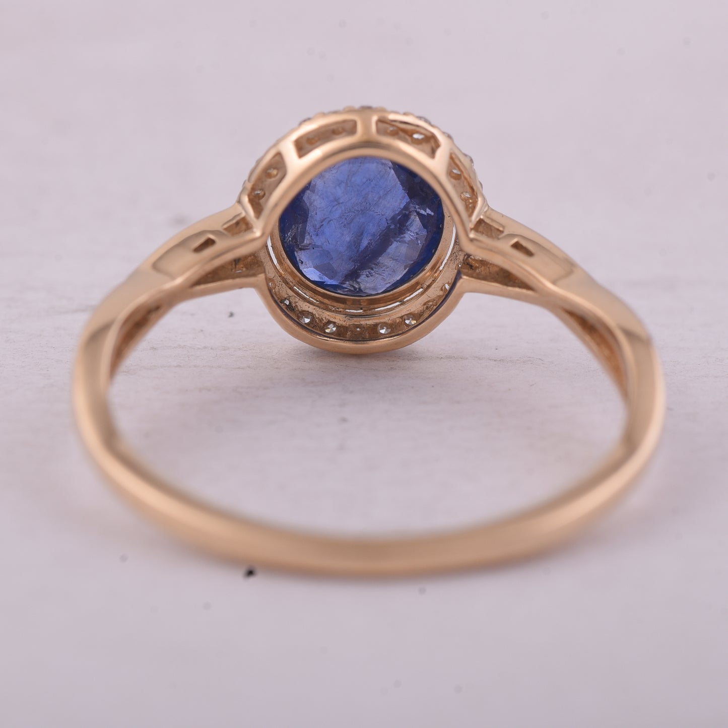 1.28 Ct Oval Mixed Cut Natural Sapphire 14K Gold Ring
