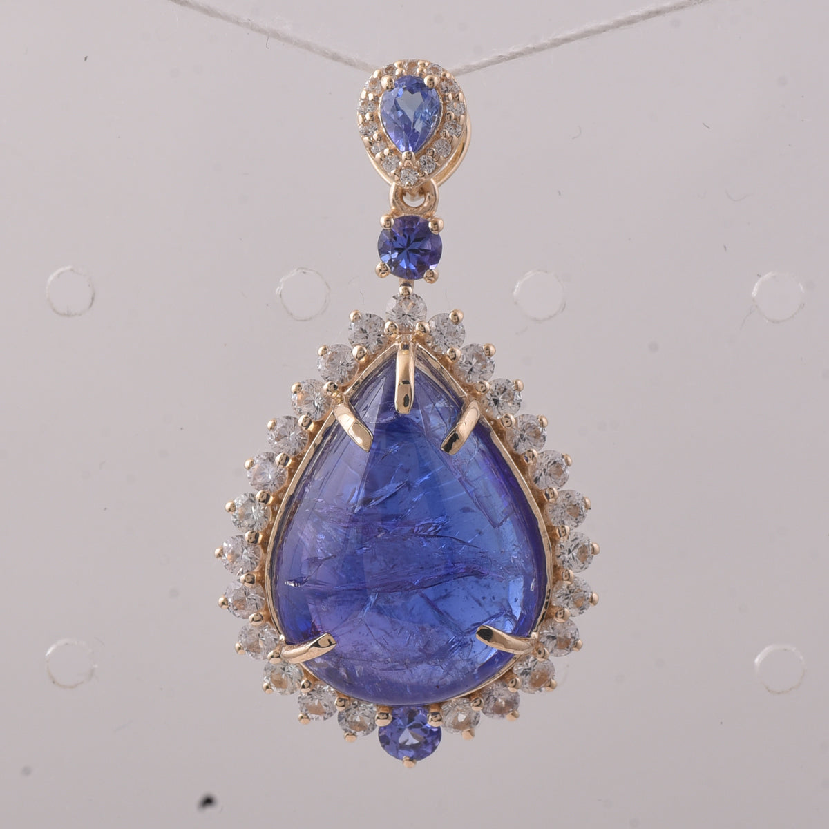 15.28 Ct Pear Tanzanite 9K Gold Pendant